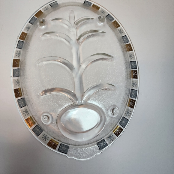 Inland Glass Platter Snowflake Atomic Starburst Pattern Meat Serving Tray EUC! - Picture 5 of 7